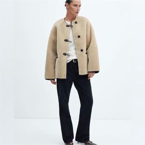 Mango Faux Shearling New Appliqués Faux-Fur Coat | Size: XXL